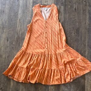 Orange Striped Tiered Button Front Mini Dress